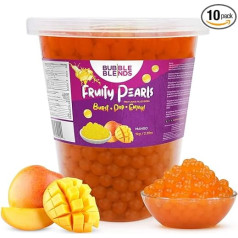 Boba augļu pērles Mango - 1 kg burbuļveida maisījumu Boba bumbiņas ar augļu sulu - bez piena, 100% bez taukiem un lipekļa - Boba burbuļtējas bumbiņas - dzēriena papildinājums vai dekorēšana