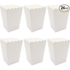 24 White Popcorn Boxes Party Favours