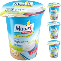 Minus L Jogurts ar zemu tauku saturu Mild 1,5% bez laktozes 400 g x 4 gabali [svaiguma garantija]