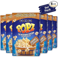 Popz Caramel Popcorn Pack of 6 (6 x 270 g) - Popcorn Corn for the Perfect Movie Experience at Home - Microwave Popcorn with Delicious Caramel Flavour