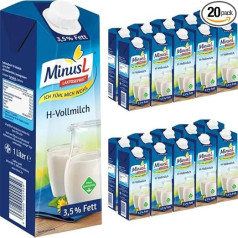 MinusL Milk H-Milk bez laktozes, 3,5% tauku, izturīgs piens, 1 litrs, 20 gab., iepakojums pufai