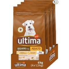 Ultima Small Adult Chicken Dry Dog Food 4 x 1,5kg Kopā 6kg