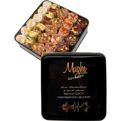 Mughe Gourmet Deluxe Selection Turkish Delights Pistācijas 1000g Dāvanu skārda Tradicionālais jauktais Lokum Sultan - Halal un veģetārs - ideāli piemērots īpašiem gadījumiem (dubultā kārta)