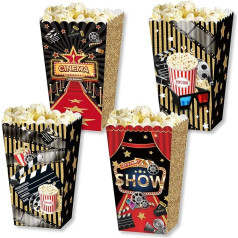 24 Stück Film-Popcorn-Leckerli-Boxen Dessert-Popcorn-Keks-Tablett Süßigkeitentüten Film-Nacht-Themen-Partyzubehör für Babyparty oder Geburtstagsparty-Dekorationen