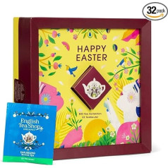 ETS Dāvanu tēja Happy Easter | 4 organiskās tējas maisījumi augļu tēja, baltā tēja, zaļā tēja un Darjeeling kā Lieldienu dāvana Lieldienām | Organic | 4 x 8 tējas maisiņi