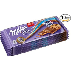 Milka Chips Ahoy Limited Edition, šokolādes tāfelīte ar cepumu gabaliņiem, 100 g, 10 gab. (10 x 100 g)