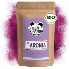 GREEN PANDA® Organic Aronia pulveris no Austrijas, žāvētas aronijas ogas, smalki sasmalcinātas aronijas ogas bez piedevām, reģionāla alternatīva Acai pulverim un godži ogām, 500 g