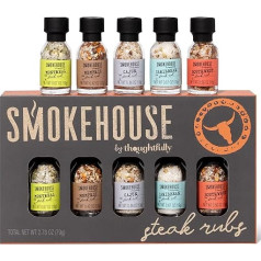 Smokehouse by Thoughfully Gourmet steiku smēķēšanas garšvielu degustācijas komplekts - dāvanu kaste ar 5 vegāniskām steiku sausajām marinādēm