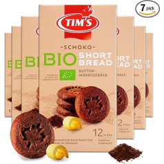 Tims Fine Organic Shortbread Chocolate 7 x 165 g I Oriģinālie Kanādas sviesta cepumi I Buttriges saldie mīklas izstrādājumi bez konservantiem I Tradicionālie Kanādas maizes izstrādājumi, ražoti vācu valodā