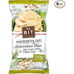 De Rit bioloģiskie aunazirņu čipsi ar rozmarīnu (6 x 75 g)