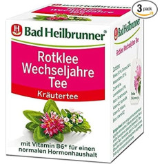 Bad Heilbrunner Sarkanā āboliņa menopauzes tēja - zāļu tēja filtrēšanas maisiņā - sarkanais āboliņš, melisa, lavanda - B6 vitamīns normālam hormonu līdzsvaram - labsajūta menopauzes laikā (3 x 8 filtrēšanas maisiņi)