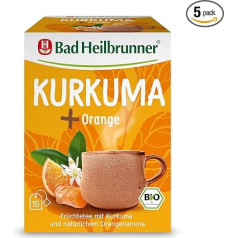 Bad Heilbrunner organiskā kurkuma + apelsīnu tēja - zāļu tēja maisiņā - kurkuma, hibiskus un apelsīni - harmoniska mijiedarbība (5 x 15 filtrēšanas maisiņi)