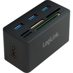 Centratorius USB 3.0, 3 prievadai, su atminties kortelių skaitytuvu