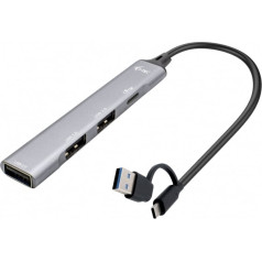 Centratorius usb-c/usb-a metalinis 1x usb 3.0 + 3x usb 2.0