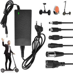 Chargers for Scooter, 42 V 2 A AC Power Supply Bicycle Charger with 6 Ports Hoverboard Charging Cable AC Power Supply Scooter Adapter Charger for Electric Bikes E Scooter Charger with LED Charging