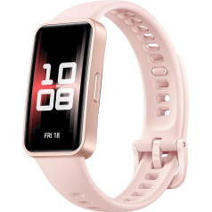 HUAWEI Band 9 viedpulkstenis, Bluetooth, iOS un Android, akumulatora darbības laiks līdz 14 dienām, ērts valkāšanai, TruSleep 4.0, zinātniska miega izsekošana, 100 treniņu režīmi, rozā fluoroelastomēra siksniņa