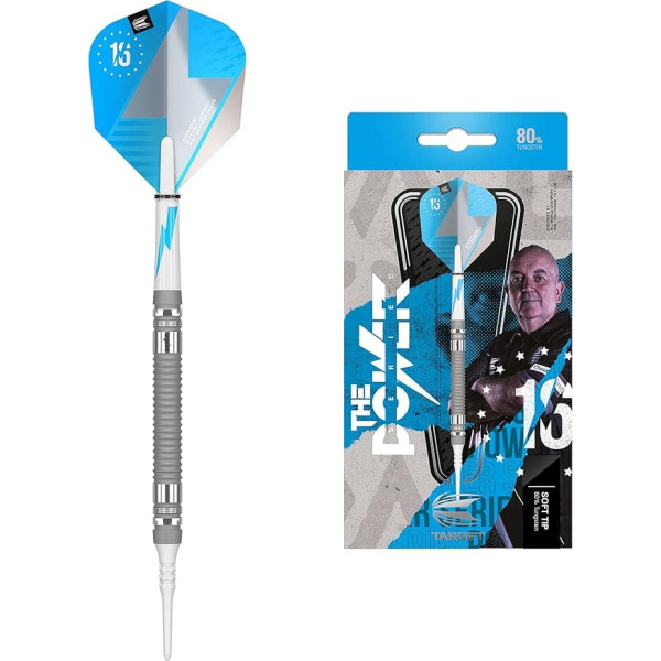 Mērķa šautriņu komplekts Phil Taylor Power Series Tungsten Soft Darts - melns un sudrabots