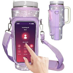 mpmpssss Bling ūdens pudeles somiņa ar skārienjūtīgo mobilo tālruņu korpusu Stanley 40oz Tumbler ar rokturi Neoprēna ūdens pudeles turētājs somiņa ar regulējamu siksnu Stanley kausa piederumiem