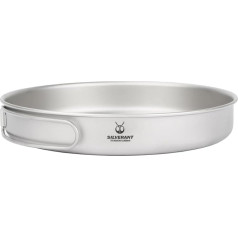 SILVERANT Kempinga plate Titanium Pan Plate ar rokturi un sieta maisiņu Liela, atkārtoti lietojama, ultraviela kempingam, brīvā dabā, ar mugursomu (1000ml)