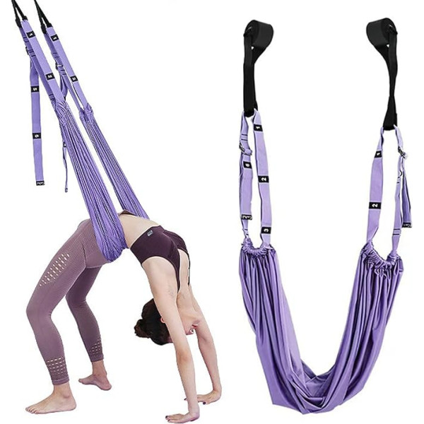 Gaisa jogas virve muguras sāpēm Jogas stiepšanās jostas siksna elastībai Palielināta elastība Swing Hammock Stretch Bands fitnesam, dejai, baletam, vingrošanai, vingrošanai