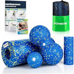 Gymerk Fascia Roller komplekts ar lielu Duoball, Fascia Ball un Fascia Roller Small, Fascia komplekts muguras, mugurkaula, kāju stiepšanai un fasciju treniņiem, ar treniņu plakātiem