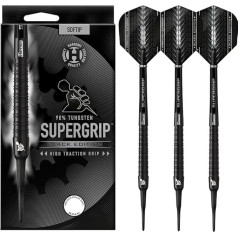 Harrows Soft Darts Supergrip Black Edition 90% volframa šautriņas ar mīkstajiem uzgaļiem Soft Darts augstas kvalitātes volframa šautriņu komplekts ar vārpstiņām un lidojumiem