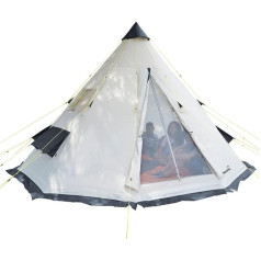 Skandika Tipi Goathi 6/10 Person Outdoor Camping Tents, ūdensizturīga, iešūta telts grīda, moskītu tīkls, vairāk nekā 2,5 m augstums, 3000 mm hidrostatiskais spiediens, festivālu telts, Glampinga telts