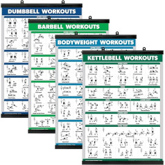 Palace Learning 4 Pack - hanteļu treniņi + stieņa treniņi + ķermeņa svara treniņi + kettlebell - 4 treniņu diagrammu komplekts