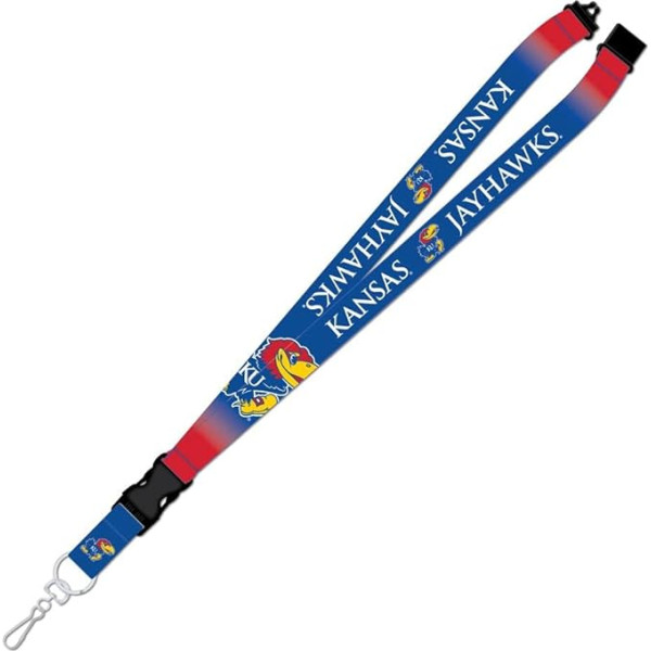 Kansas Jayhawks Crossover Lanyard - lieliska dāvana/prece sporta faniem, komandas krāsa