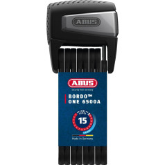 ABUS BORDO One™ 6500A saliekamā slēdzene - viedā velosipēda slēdzene ar signalizāciju - atvēršana bez atslēgas, izmantojot viedtālruni un viedpulksteni - komplektā ietilpst tālvadības pults un turētājs - ABUS drošības līmenis 15