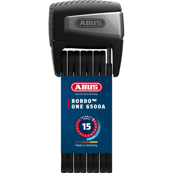 ABUS BORDO One™ 6500A saliekamā slēdzene - viedā velosipēda slēdzene ar signalizāciju - atvēršana bez atslēgas, izmantojot viedtālruni un viedpulksteni - komplektā ietilpst tālvadības pults un turētājs - ABUS drošības līmenis 15