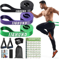 Fitness Bands Set, Latex Resistance Bands in 3 Strengths with Handles, Door Anchor, Carabiners, Protective Padding, Carry Bag, Resistance Bands, Gymnastics Band for Strength Training, Fitness, Home,