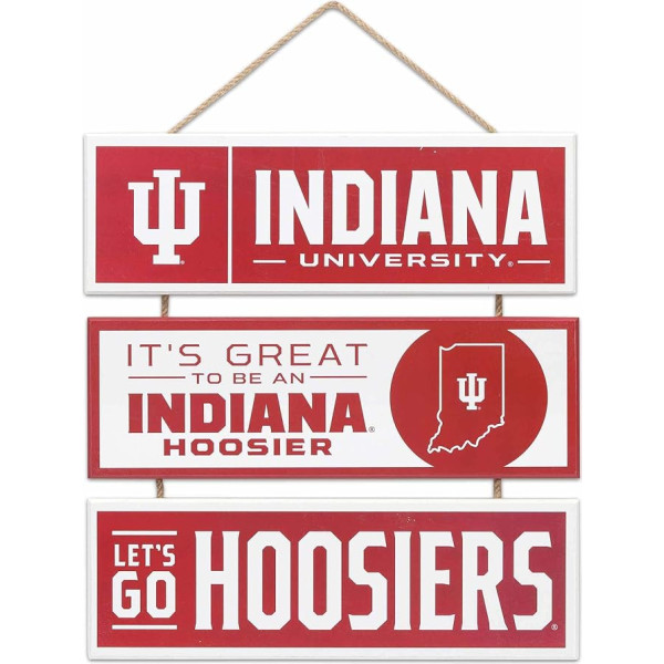 Indiānas Universitātes Hoosiers koka sienu māksla - Vintage Indiana Hoosiers Man Cave vai kopmītņu istabas zīme