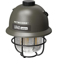 Nitecore kempinga lampa LR40, USB-C uzlādējama LED laterna, barošanas banka, maks. 100 lūmeni, 45 stundu apgaismojuma laiks, silta gaisma, sarkana gaisma.