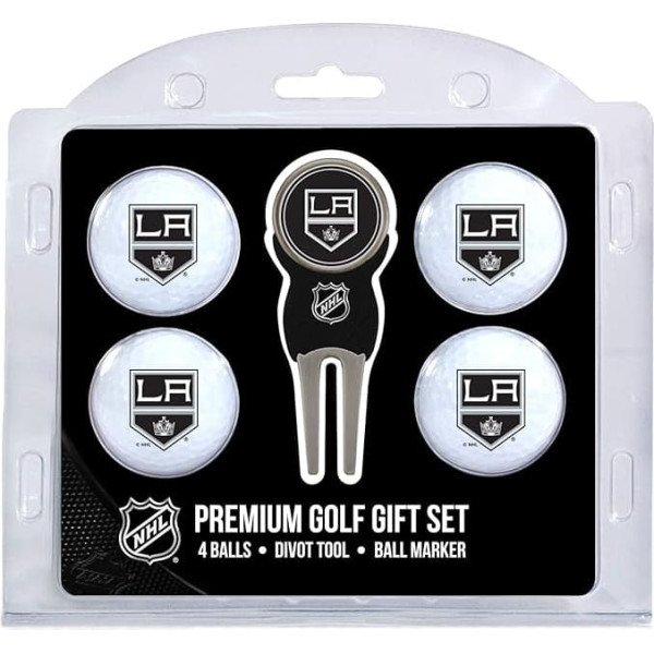 Team Golf NHL Los Angeles Kings regulārā izmēra golfa bumbiņas (4 gab.) un divot rīks ar noņemamu abpusēju magnētisko marķieri