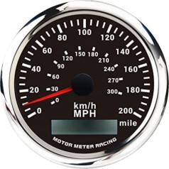 MOTOR METER RACING W PRO GPS spidometrs 0-200MPH 0-300km/h Odometrs Odometrs Regulējams - Auto Kravas automašīnu laivu GPS sensors Balts LED izliekts objektīvs 85mm