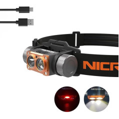 NICRON H25 priekšējais lukturis LED ar sarkanu gaismu USB uzlādējams Super spilgts 1500 lūmenu lukturis 5 apgaismojuma režīmi IP65 ūdensizturīgs medībām un makšķerēšanai