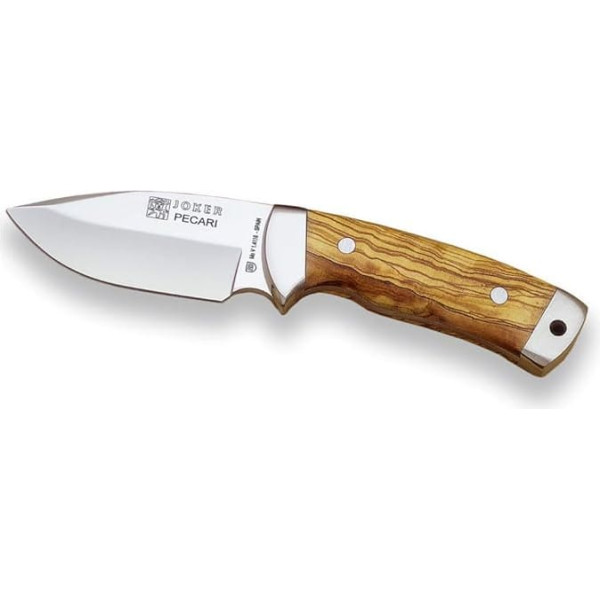 Joker Skinning Knife Pecari CO20, MOVA asmens 8,5 cm, nerūsējošā tērauda uzgalis, olīveļļas koka rokturis, 8,5 cm asmens, 160 g, makšķerēšanai, medībām, kempingiem un pārgājieniem