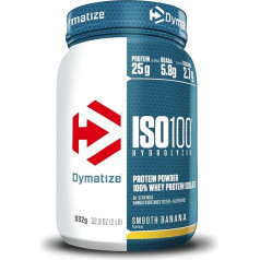 Dymatize ISO 100 Hydrolyzed Smooth Banana 932g - Išrūgų baltymų hidrolizatas + izoliatas milteliai