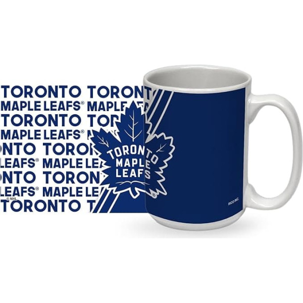 Rico Industries NHL hokeja NHL Toronto Maple Leafs keramikas krūze, 15 unces, balta