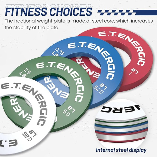 E.T.ENERGIC Frakcionēto svaru plākšņu komplekts, mikro svaru plāksnes olimpiskajām šķēpēm noņemamām plāksnēm spēka treniņiem
