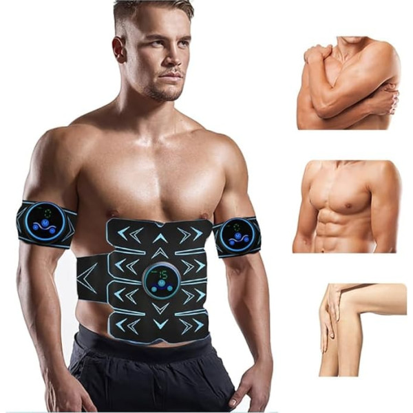 Erysin vēdera josta ABS stimulators vēdera treniņu josta Treniņu pārnēsājamais fitnesa aprīkojums mājas jostas trimmerim vīriešiem Sievietes zils zils zils vidējs, zils, zils