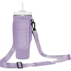 Momocici Dzērienu turētājs somiņa ar siksniņu un maisiņu Stanley Quencher 30oz Tumbler, saderīgs ar Stanley kausu pārgājieniem, ceļojumiem, kempingiem, lavanda, lavanda, 850 g