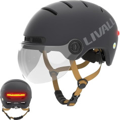 LIVALL L23 velosipēdu ķivere ar LED gaismām un noņemamu vizieri - pilsētas velosipēdu ķivere pieaugušajiem - NTA8776 sertificēta, SOS signalizācija un IPX4 ūdensnecaurlaidīga velosipēdu ķivere, kas paredzēta piepilsētas e-velosipēdiem, sk