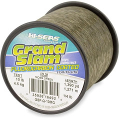 HI-SEAS Grand Slam Fluorocarbon Coated 100% Copolymer Extra Strong Clear and Moss Green Fishing Line 4lb - 20lb Tested Easy Cast High Knot Strength Abrasion Resistant