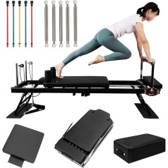 GRDSGRD Pilates Reformer mašīnu komplekts, salokāms Pilates aprīkojums, daudzfunkcionāls vēdera dēlis mājām un treniņiem ar Pilates sēdvietu kasti, atspēriena dēlis