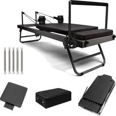 KCHBSE Pilates Reformer, salokāms Pilates Reformer mašīna, regulējams Reformer mašīnu studijas aprīkojums spēka treniņu vingrinājumiem, 197X57X72.5cm