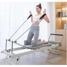 LIBRACTA Salokāmā Pilates Reformer mašīna mājas sporta zālei Augsta ventilatora sakausējuma tērauda struktūra 400 Lbs svara ietilpība iesācējiem Bēšs