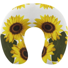 LHJKB U formas ceļojumu spilvens Memory Cotton U formas kakla spilvens Flower Sunflower Print Viegls pārnēsājams galvas balsts Ideāli piemērots lidmašīnas krēslam, automašīnai, mājai, birojam