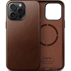 kingflag Ādas futrālis iPhone 14 Pro 6,1 collas, eļļa vaska virspusē, āda, apvalks mobilajam tālrunim, īpaši plāns, saderīgs ar MagSafe metāla pogām (Vintage Brown)